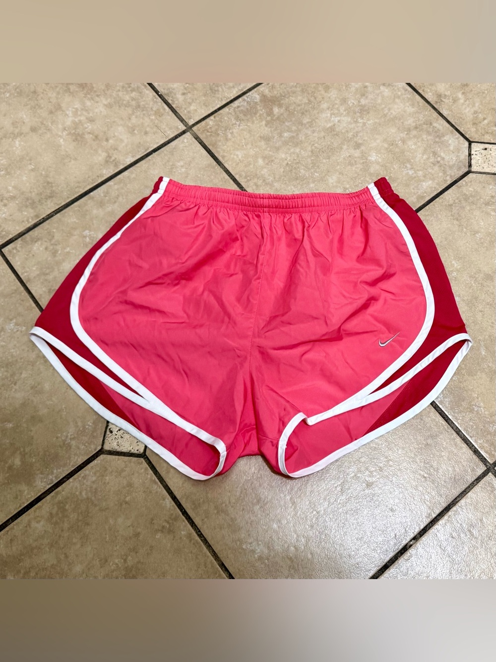 Nike Two-Tone Pink Women's Athletic Shorts with White Trim